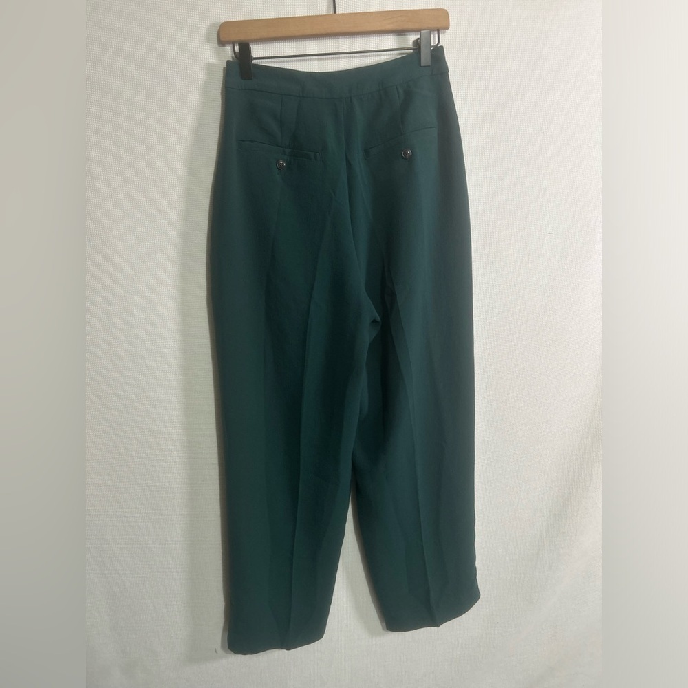 MADEWELL HIGH RISE ROSEDALE STRAIGHT TROUSER PANTS IN CREPE SPRUCE GREEN - Picture 10 of 11